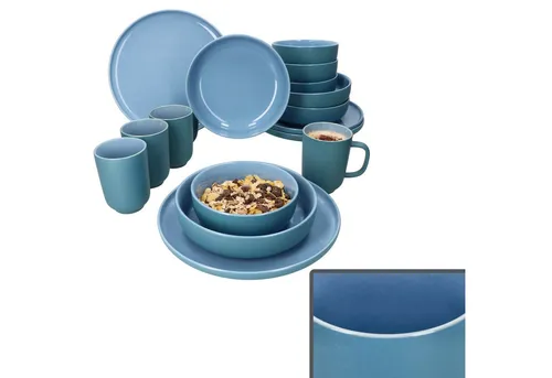 Ritzenhoff & Breker Kombiservice 16tlg Jasper Ozeanblau - Kombiservice für 4 Personen, aus hochwertigem Steingut, ideal für stilvolle Tischdekoration und besondere Anlässe.