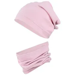 TupTam Beanie TupTam Kinder Beanie Mütze Schlauchschal Set Übergangszeit rosa 54-56