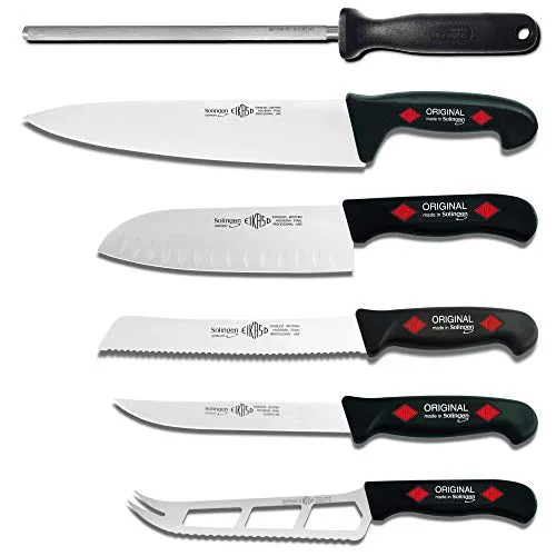 EIKASO Solingen Germany Küchenmesser Set 6-Teilig Kochmesser Set Santokumesser Brotmesser aus Molybdänstahl 1.4116 für Profis und Privat