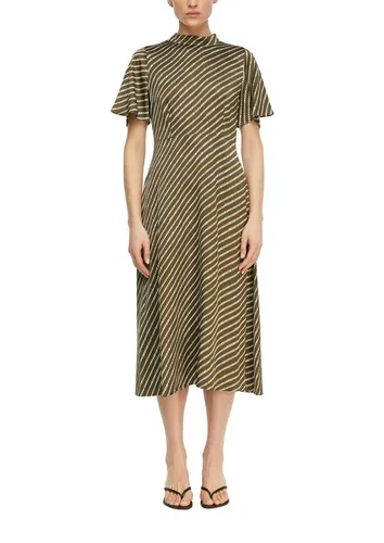 comma Regular Fit Midikleid aus reiner Viskose in Khaki, Größe 40