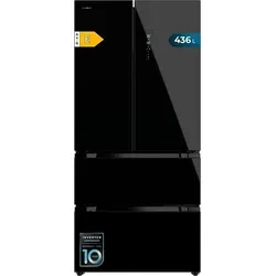 Schwarzer Glas Kühlschrank mit französischer Tür, 183 cm hoch und 83,6 cm breit, Fassungsvermögen 463 l, Inverter Plus-Kompressor, Total No Fro... - Schwarz