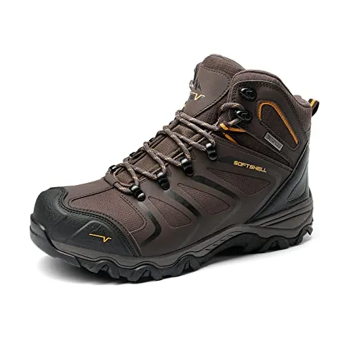 NORTIV 8 Herren Knöchelhohe wasserdichte Wanderschuhe leichte Outdoor-Schuhe für Trekking und Trails Armadillo,Size 41W,Braun Schwarz,160448_M-W
