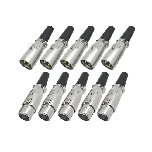 10x XLR Stecker Kupplung 5 Stecker 5 Buchse Mikrofonkabel 3 polig DMX Kabel Set