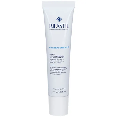 Rilastil Hydrotenseur Reichhaltige Anti-Falten-Creme 40ml - Sonstige Kategorie – Nährende Anti-Aging Creme mit Hyaluronsäure für trockene Haut, stärkt die Hautbarriere und fördert die Regeneration für ein frisches Aussehen.