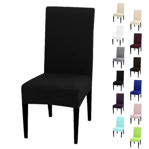 eventkauf Stuhlhusse Stretch elastischer Stuhlüberzug Esszimmer Stuhlbezug Dehnbar Hochzeit Hussen bi-Elastic Spannbezug, 1 Stück (Schwarz)
