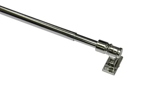 GARDINIA Caféhausstange California, Scheibenstange, Befestigung am Fenster, Zum Schrauben, Träger kürzbar, Ausziehbar: 120-225 cm, Ø 12 mm, Metall/Kunststoff, Chrom