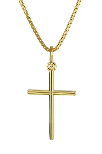 trendor Kreuz-Anhänger Gold 333 mit goldplattierter Halskette - Ketten für Mädchen, edler Kreuz-Anhänger aus 333 Gold, ideal als Geschenk zur Taufe, Kommunion oder Geburtstag in schöner Schmuck-Box.