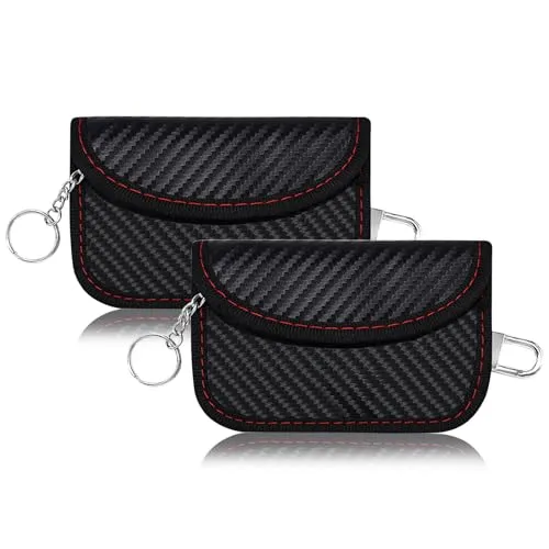Stück Faraday Bag Keyless Go Schutz Kohlefaser Autoschlüssel Strahlenschutz Tasche RFID Funk Schlüssel Blocker Tasche mit Haken und Schlüsselring Autoschlüssel Schutzhülle 2