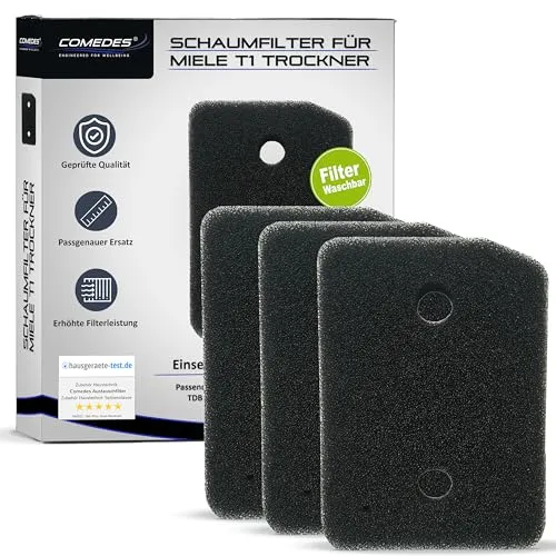 Comedes Filter für Miele T1 Trockner 9164761 (3 Stück)