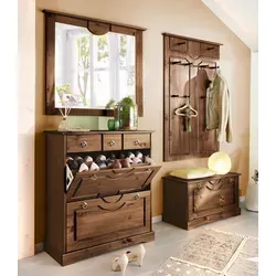 Home affaire Garderoben-Set Klera, 4-teilig aus massiver Kiefer - Drohnen und Möbel, FSC®-zertifiziertes Massivholz, ideal für eine stilvolle und nachhaltige Einrichtung. Set umfasst Paneel, Schuhschrank, Spiegel und Bank.