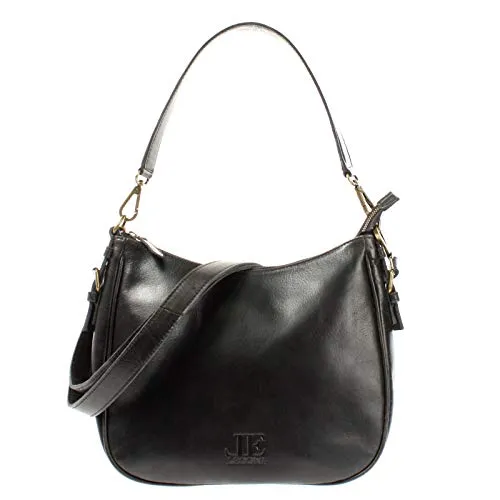 LECONI Schultertasche LE0063 - Elegante Damentasche aus weichem Büffelleder - Umhängetaschen mit praktischem Reißverschluss, abnehmbarem Henkel und verstellbarem Trageriemen - ideal für den Alltag und stilvoll unterwegs.