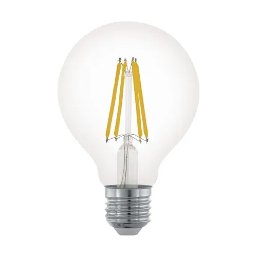 EGLO E27 LED Lampe dimmbar, Glühbirne Globe klassisch, Leuchtmittel für Retro Beleuchtung, 7,5 Watt (entspricht 60 Watt), 806 Lumen, warmweiß, 2700 K, Edison Birne G80, Ø 8 cm