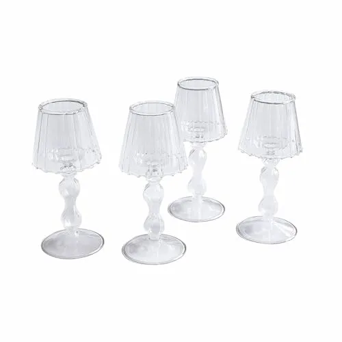 Loberon Kerzenhalter 4er Set Jouval - Elegante Tischlampen-Optik aus klarem Glas, ideal für Teelichter & Stumpenkerzen – nachhaltig und langlebig für eine stilvolle Dekoration.