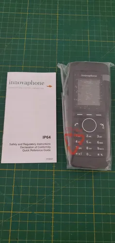 Innovaphone IP64 DECT Mobiltelefon - Festnetztelefon mit IP64 Zertifizierung, ideal für raue Umgebungen, bietet bis zu 96 Minuten Gesprächszeit und ist mit einer beleuchteten Tastatur ausgestattet.