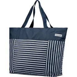 Oversized maritim Strandtasche Bag anndora® XXL - Blau Weiß - Umhängetasche mit großem Fassungsvermögen, ideal für Badesachen oder Sportzeug. Reißverschluss schützt Wertgegenstände, extra verstärkte Henkel für maximale Stabilität.
