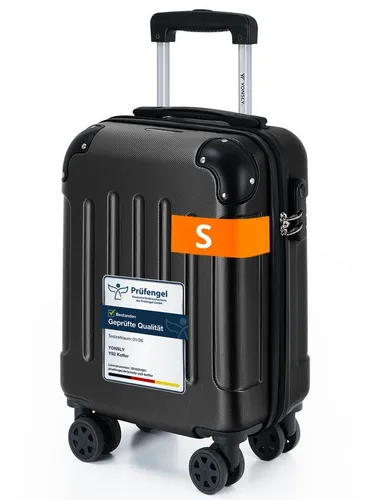 YONSLY Gepäck Suitcase Reisekoffer S, Schwarz mit 360° Lenkrollen - Sicher reisen mit dem YONSLY Reisekoffer: Integriertes Zahlenschloss schützt Ihr Gepäck. Die 4 leisen Spinner-Rollen bieten 360°-Mobilität für müheloses Gleiten. Leicht und robust, ideal für jede Reise.