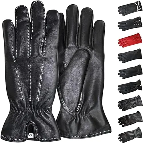 German Wear Damen Lederhandschuhe Lammnappa Handschuhe echtleder winter Handschuhe Gl-10 Schwarz - S=6 Handumfang 17cm