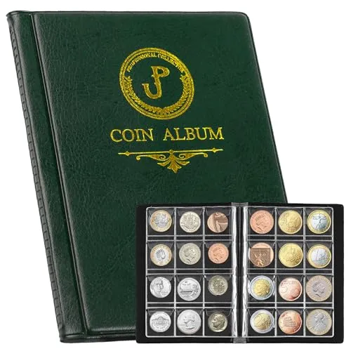 120-Taschen-Münzensammelbuch - Passt Für Münzen Unter 25mm, 3x3cm/1,2x1,2 Zoll Münzhalter Sammel-Speicheralbum Für Penny, Cent, Euro CS3712GR