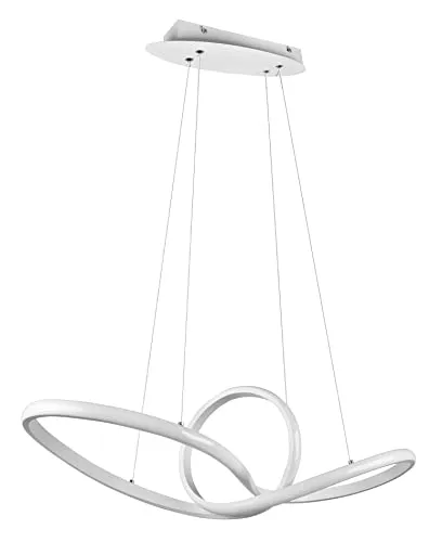 Reality Leuchten LED Pendelleuchte Sansa R32751131 - Moderne Pendelleuchte aus Metall in Weiß matt, inkl. 28 Watt LED, dimmbar über Wandschalter in 3 Stufen, ideale Ausleuchtung mit 3300 Lumen und 4000 Kelvin, perfekt für jeden Raum.