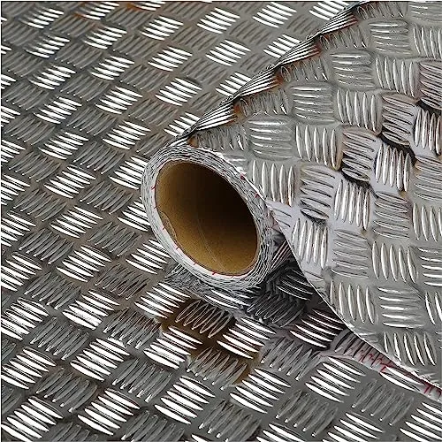 d-c-fix Möbel-Klebefolie Metallic Riffelblech Silber Hochglanz, 67,5 cm x 1,5 m – abwaschbare und selbstklebende Deko-Folie für Küche, Schrank, Tisch & Fensterbank – glänzend & langlebig