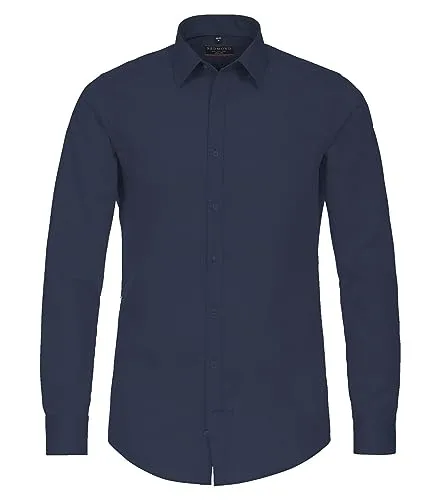 Redmond - Slim Fit - Herren Langarm Hemd, (140130), Größe:L, Farbe:Blau(19)