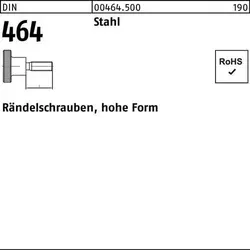 Rändelschraube hohe Form DIN 464, M4 x 6mm aus Stahl - Eisenwaren, robuste Rändelschraube in hoher Form für einfache Handhabung und optimale Anpassung in verschiedenen Anwendungen.