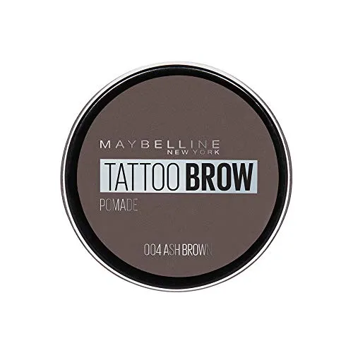 Maybelline New York Augenbrauenfarbe, Wasserfest und langanhaltend, Tattoo Brow Pomade, 004 Ash Brown, 3,5 ml