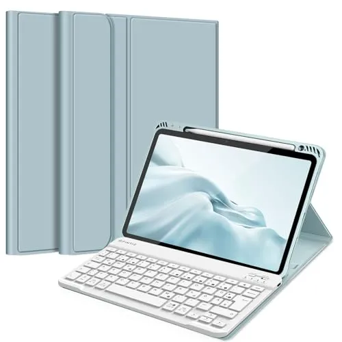 FINTIE Tastatur Hülle für iPad Air 11 Zoll M3/M2 (2025/2024) - Tastatur-Hülle mit magnetisch abnehmbarem QWERTZ Keyboard, ideal für iPad Air 11 Zoll. Schützt vor Stößen und hat einen integrierten Stifthalter für den Apple Pencil.