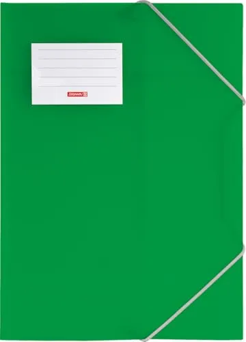Sammelmappe A4 FACT! grün - transluzente PP-Folie, modern und praktisch mit Gummizugverschluss und Namensschild