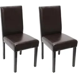 2er-Set Esszimmerstuhl Littau - Modernes Design in Braun - Stühle aus hochwertigem Leder mit massiven Holzbeinen, ideal für stilvolle Dinnerabende. Gut gepolstert mit hoher Rückenlehne für maximalen Sitzkomfort.