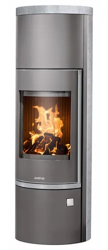 Justus Kaminofen Faro W+ 2.0 | 7 kW | Stahl Gussgrau mit Speckstein - Kaminöfen mit optionaler App-Steuerung für höchsten Komfort und effiziente Wärme
