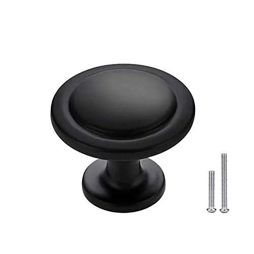 BIGLUFU Runden Schrankknöpfe, 30 Stück Schwarz Möbelknöpfe, 22 * 32mm Messing Schrankgriffe Möbelgriffe mit Schrauben für Kleiderschrank, Kommoden, Schubladen