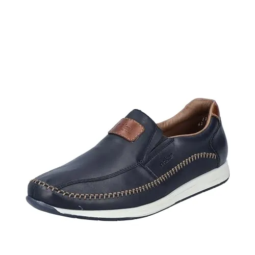 Rieker Herren Halbschuhe 11962 - Slipper & Mokassins für Herren, aus hochwertigem Glattleder mit stilvollen Akzentnähten in braun für einen eleganten Look.