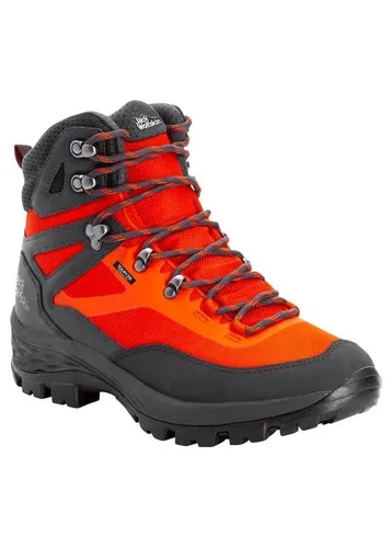 Jack Wolfskin Herren Rebellion Guide Texapore Mid M - Wasserdichter Wanderschuh in Orange/Phantom, 44.5 EU - Wanderschuhe, sehr wasserdicht und atmungsaktiv, mit robuster Bauweise und flexibler Sohle für optimalen Komfort bei jedem Abenteuer.