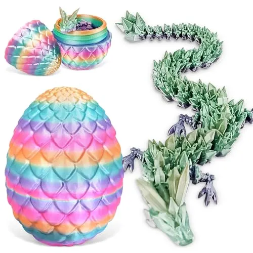 Beibeijia 3D Gedrucktes Drachenei, Drachenei mit Drache, Geheimnisvolle Drachen Spielzeug, Beweglicher Drache, Geschenke Beweglicher Drachen Figuren für Easter Dekoration (Bonbonfarbe)
