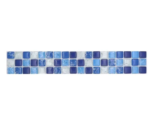 Mosaik Borde Bordüre Glasmosaik Gebrochen mix Weiss Blau