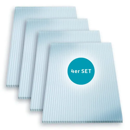 LP Projekt Doppelstegplatte 16mm Polycarbonat klar – 4er Set für Terrassendach - Hochwertige 16mm Doppelstegplatte aus Polycarbonat für langlebige Terrassenüberdachungen. UV-beständig und mit Selbstreinigungseffekt, ideal für anspruchsvolle Außenanwendungen.