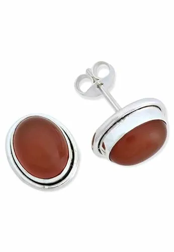 Ohrstecker 925 Silber mit Karneol, orange-roter Stein in orange von mantraroma