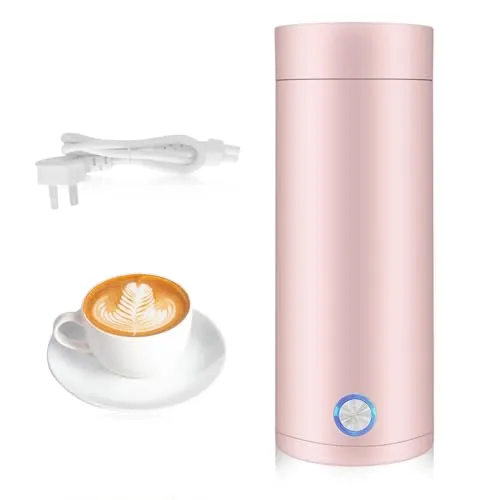 Riisoyu Reise Wasserkocher Klein, 400ml Mini Elektrischer Wasserkocher 3 in 1 Reisewasserkocher Klein Edelstahl-Liner Schnell Wasser Kochen Reisewasserkocher für Tee und Milch, Kaffee, Rosa