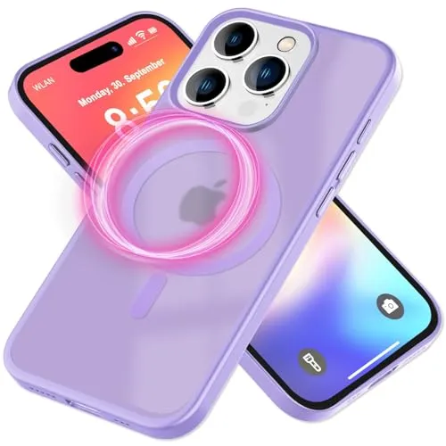 NALIA Magnet-Case für iPhone 16 Pro - Matt-Transparent & MagSafe Kompatibel - MATTEX (rutschfest, Stoßfest & Anti-Fingerabdruck) - Marke aus Berlin, Farbe:Lila