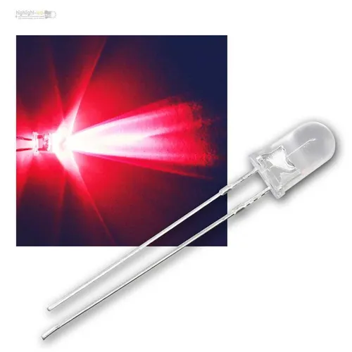 LEDs ROT 5mm wasserklar - Superhelle rote LEDs, 1000 Stück - Hochwertige 5mm rote LEDs in klarer Ausführung, ideal für DIY-Projekte. Mit hoher Lichtintensität und langer Lebensdauer für vielseitige Anwendungen.
