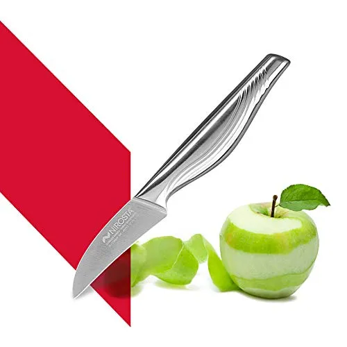 Nirosta Schälmesser Swing 19 cm – Hochwertiger Edelstahl – Scharfes Messer in Profi-Qualität zum Schälen von Obst & Co – Handgeschärfter Taper-Klingenschliff – Sandgestrahlter Anti-Rutsch-Griff