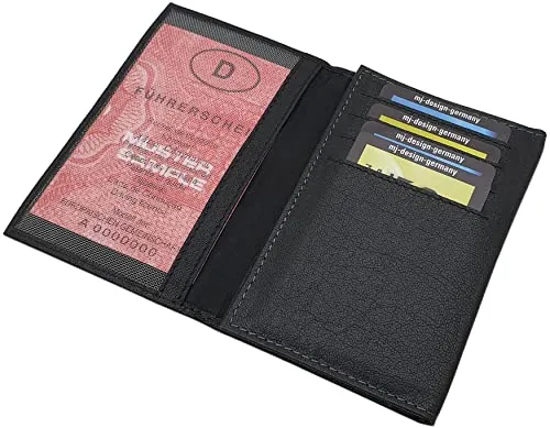 myledershop MJ-Design-Germany Ausweisetui Kreditkartenetui Büffelleder in 3 Farben, Schwarz, One Size