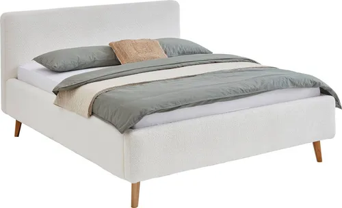 Meise Möbel Mattis Polsterbett mit Holzfuß - Skandinavisches Polsterbett mit gepolstertem Kopfteil für optimalen Schlafkomfort und vielseitige Nutzung – ideal für Frühstück im Bett oder entspanntes Lesen.