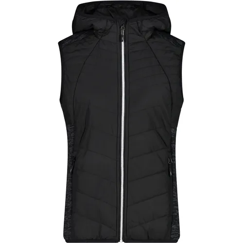 CMP Hybridweste in Schwarz - 44 - Funktionsjacken mit Knit-Tech Technologie, wärmeisolierend und ideal für aktive Outdoor-Aktivitäten, ausgestattet mit praktischen Reißverschlusstaschen.