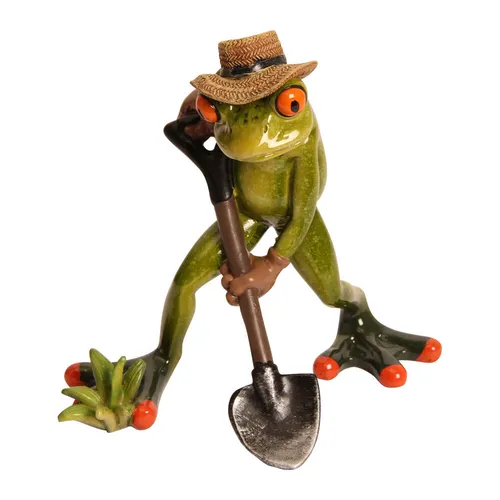 Frosch'Gärtner' mit Schaufel, Kunststein, hellgrün von Gall & Zick