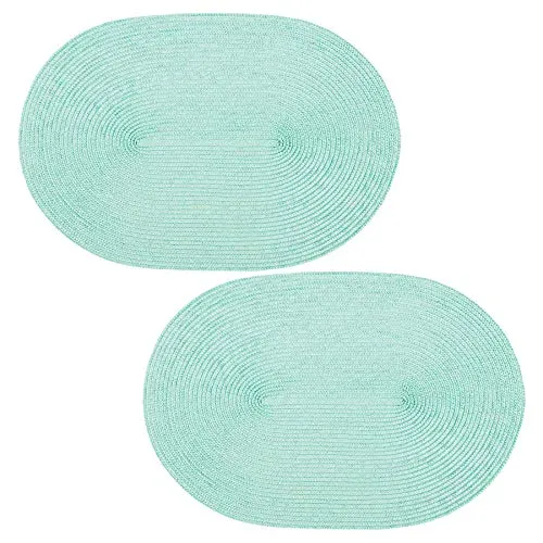 Platzset 2er Set Mitgrün oval ca. 45x30 cm Platzdeckchen Tischset geflochtene Optik