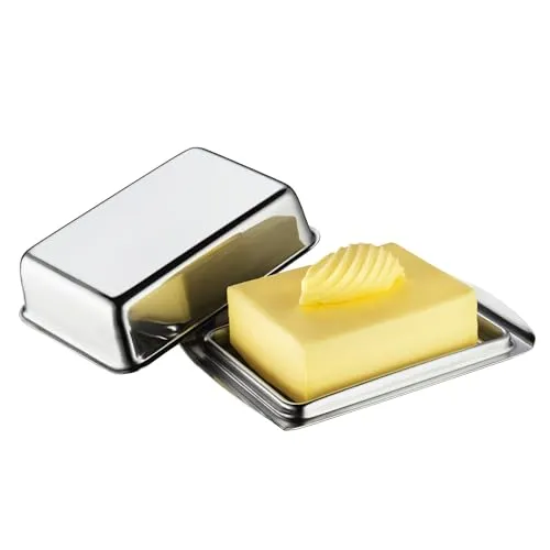 Küchenprofi Butterdose mit Deckel - rostfreier Edelstahl, für 250 g Butter, schützt vor Aromen und Wärme, ideal für Kühlschrank