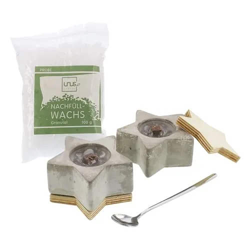 Kerze Beton Stern grau klein 2er Set