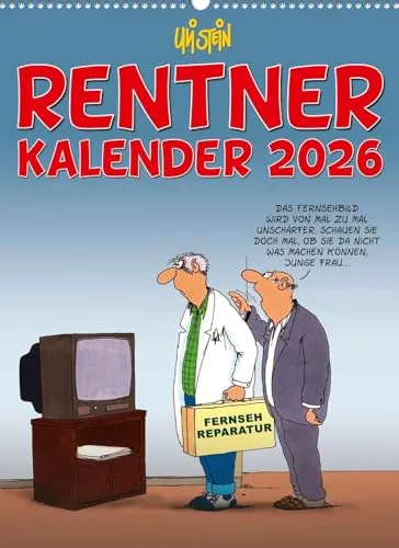 Uli Stein Rentnerkalender 2026: Wandkalender für den Ruhestand - Monatskalender für die Wand mit humorvollen Illustrationen von Uli Stein, ideal als Geschenk für Rentner und zur Planung von Freizeitaktivitäten.